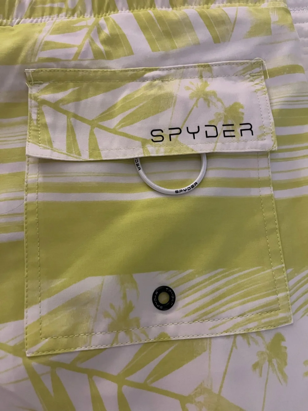 Spyder Men's Lime Green Palm-Print Swim Trunks size Large